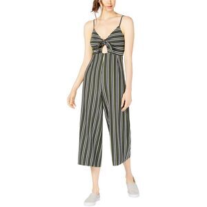 Project 28 Womens Tie Front Striped Jumpsuit, Green, NWT